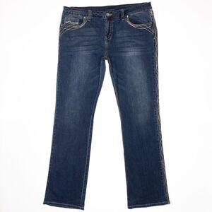 Sheilay Jeans Womens Size 3X (16) Blue Baby Bootcut Embroidered Measures 37 x 31